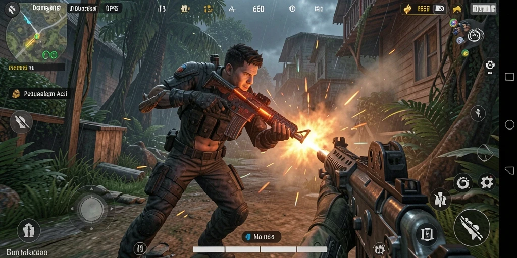 Tampilan menegangkan dari gameplay 66D di arena pertempuran TPS.