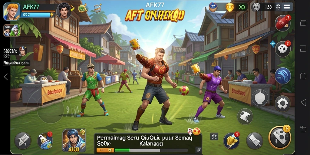 Screenshot AFK77 menampilkan gameplay seru QiuQiu dengan pemain berkompetisi.
