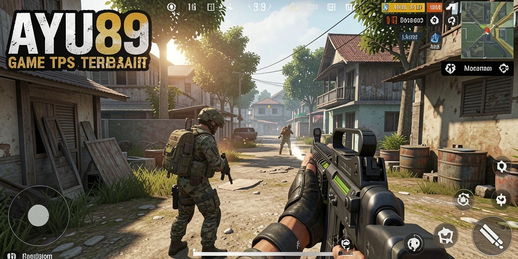 Tangkapan layar gameplay AYU89 dengan aksi tembak-menembak yang intens.