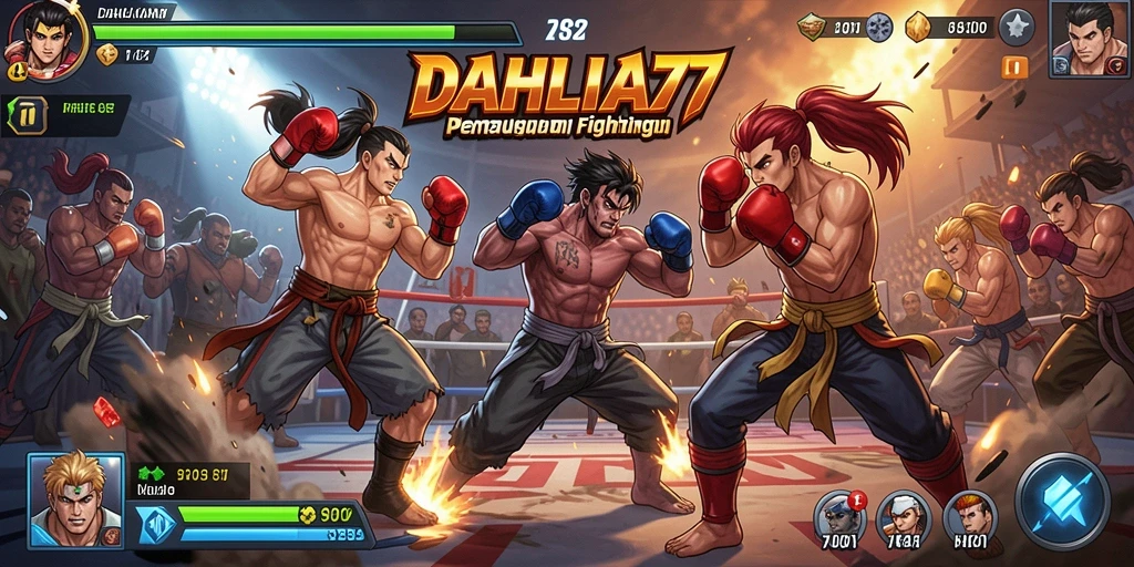 Screenshot gameplay DAHLIA77 menampilkan pertarungan seru dan aksi bertarung.