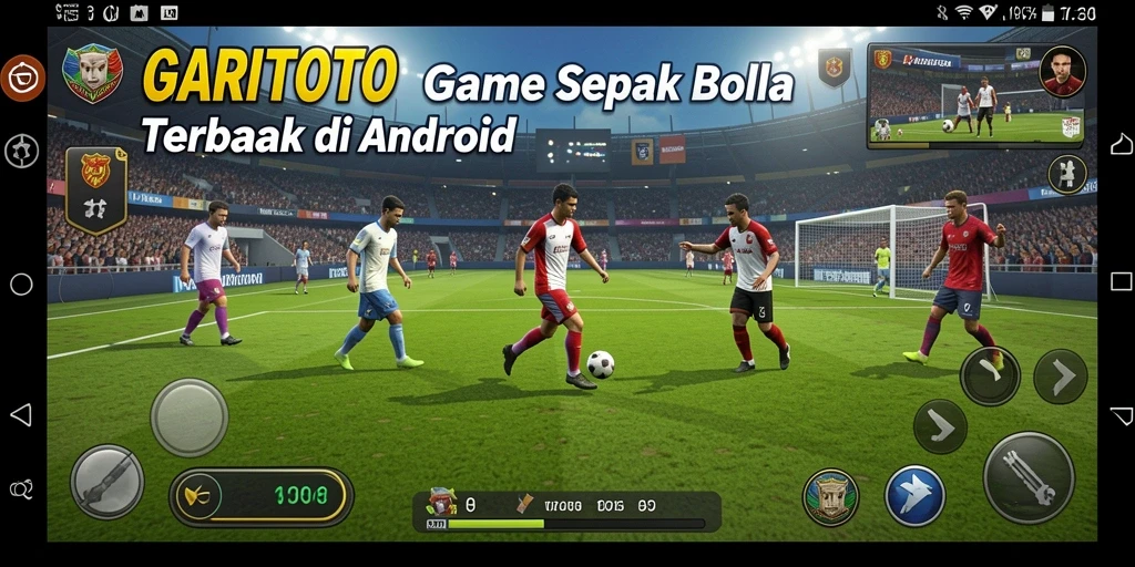 Tangkapan layar utama GARITOTO menunjukkan gameplay sepak bola yang mendebarkan.
