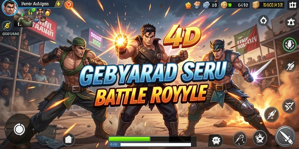 Tampilan gameplay seru dari GEBYAR4D dalam pertempuran Battle Royale.