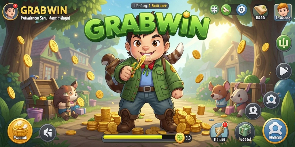 Tampilan gameplay menampilkan petualangan seru di dunia GRABWIN.