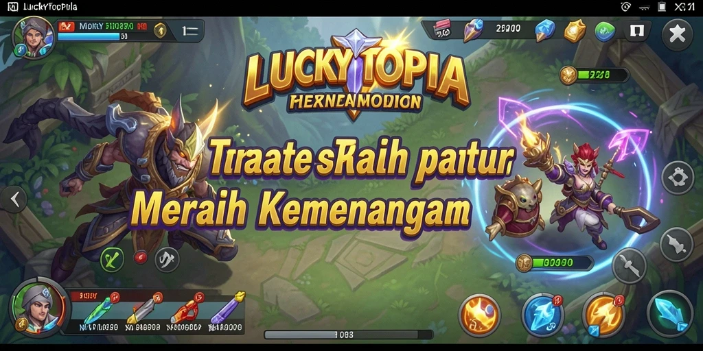 Tampilan gameplay menarik dari LUCKYTOPIA yang penuh dengan strategi.