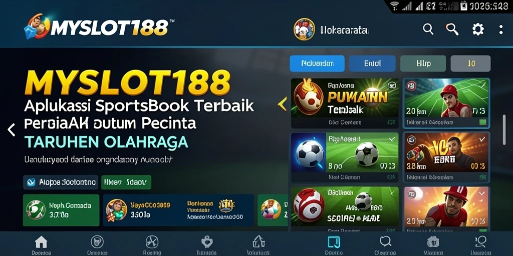 Screenshot utama MYSLOT188 menampilkan antarmuka taruhan olahraga yang menarik.