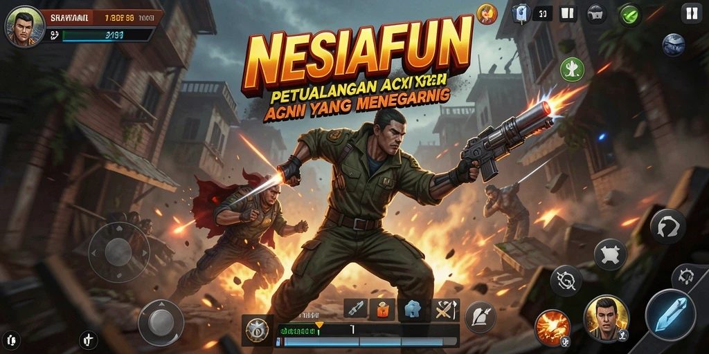 Tampilan layar gameplay NESIAFUN yang penuh aksi dan menegangkan.