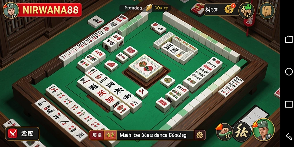 Tampilan screenshot gameplay NIRWANA88 yang menampilkan sesi permainan Mahjong.