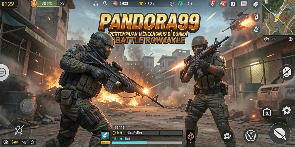 Screenshot PANDORA99 menampilkan adegan epik dari pertempuran Battle Royale.